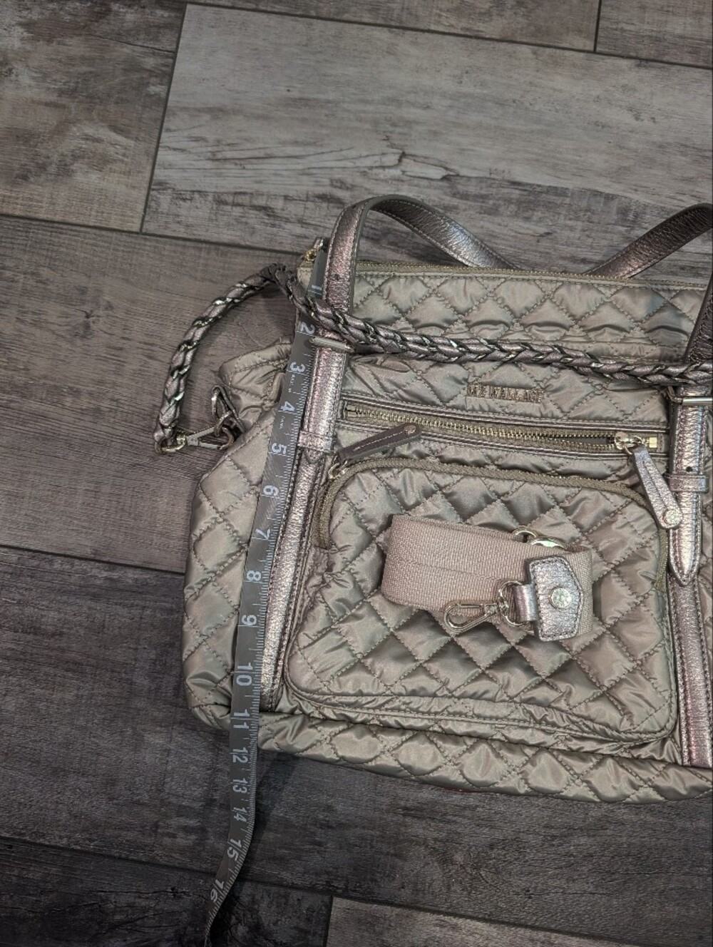 MZ Wallace Quilted Metallic Crosby Everywhere Tote - Silver - Picture 13 of 14